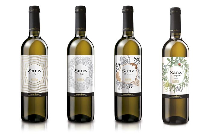 Tecnovino - cuatro vinos blancos de Vinos Sanz botellas