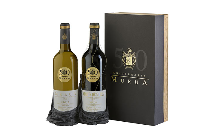 Tecnovino- Estuche edición limitada 50 aniversario de Bodega Murua, Veguín de Murua Gran Reserva 2016 y Murua Blanco Fermentado en Barrica 2022